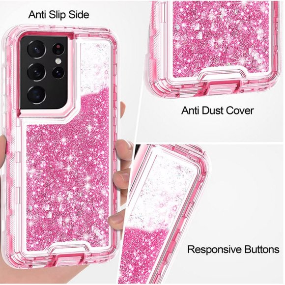 Pink glitter Quicksand Galaxy S21 ULTRA case - Picture 2 of 6